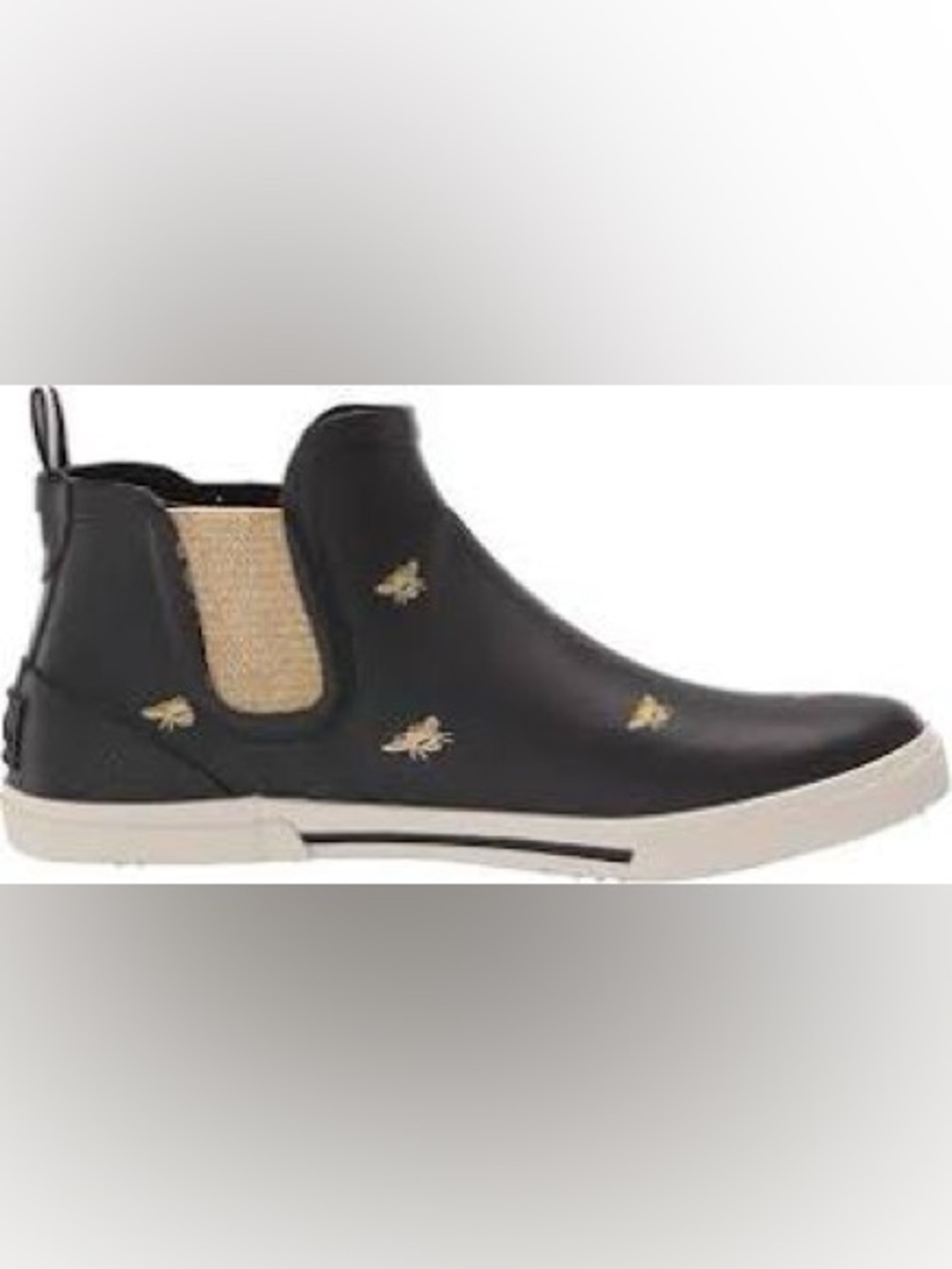 Joules Rainwell Bee Print Chelsea Rain Boots Black Gold Women’s US 7 EU 38 - Picture 3 of 16